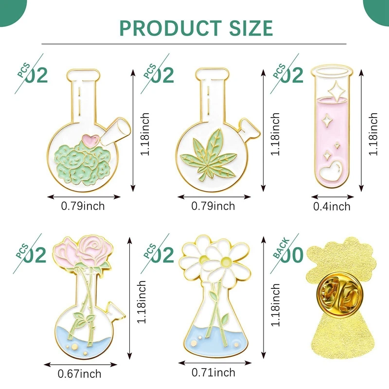 10 PCS Enamel Pin Cute Cartoon Flask Test Tube Plant Lapel Pin Brooches Badges For Backpacks Jackets image 4