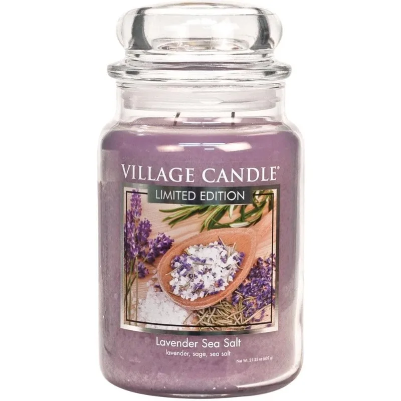Large 21.25oz Beeswax Lavender Scented Candle in Glass Apothecary Jar - Long-Lasting Burn Time, Calming