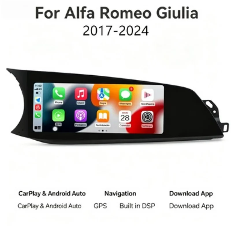 Newest 10.25“ Android 15 Carplay For Alfa Romeo Stelvio Giulia Ram 2015-2020 GPS Navigation WIFI DSP 4G Carplay Car Radio Stereo