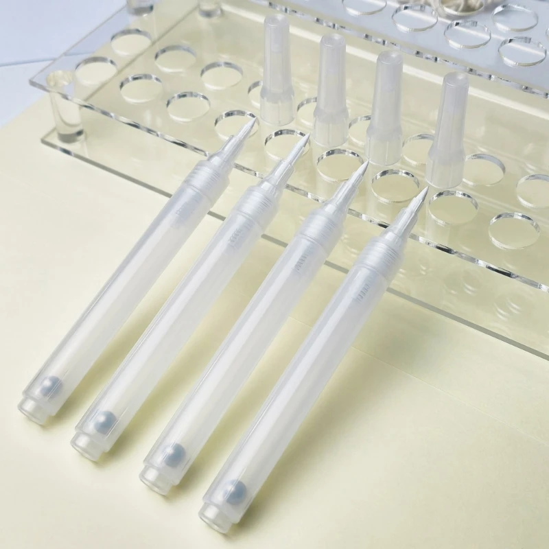 6Pcs Clear Empty Brush Pen Refillable Acrylics Empty Marker Pen Empty Paint Pen For Painting on Paper Wood Fabric Canvas