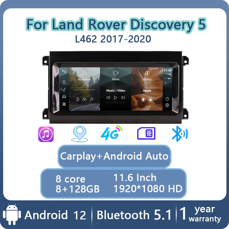 

11.6"Android 12 8+128G Car Radio Multimedia Player For Land Rover DISCOVERY 5 L462 GPS Carplay Auto 4G 2017 2018 2019 2020