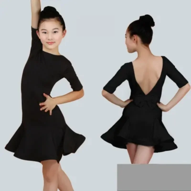 女の子ラテン社交ダンスドレスジュニアラテンダンス服レッドフラメンコダンス衣装