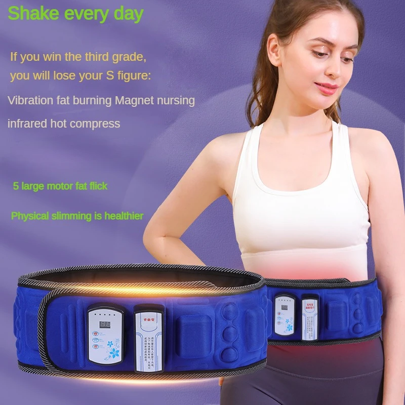 Vibro Slimming Belt Body Shaper Electric Abdominal Fat Burner 8 Motor Et21 Magnet for Weight Loss Muscle Trainer English Version