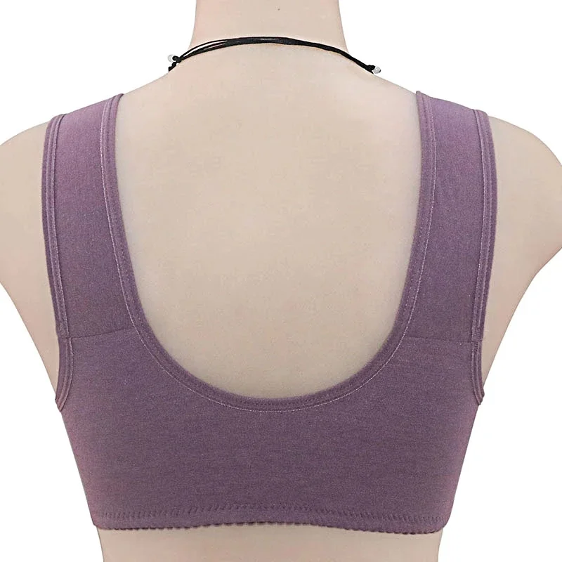 Middle-aged and Elderly Underwear Bra Without Steel Ring Front Opening and Closing Bra Comfortable Large Size Bra Vest Bra