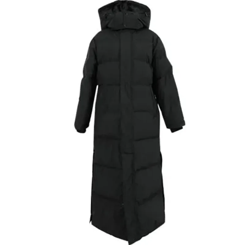 Chaqueta de plumón de algodón para mujer, abrigo largo grueso, suelto y versátil, Extra largo hasta la rodilla, novedad de invierno, 2024