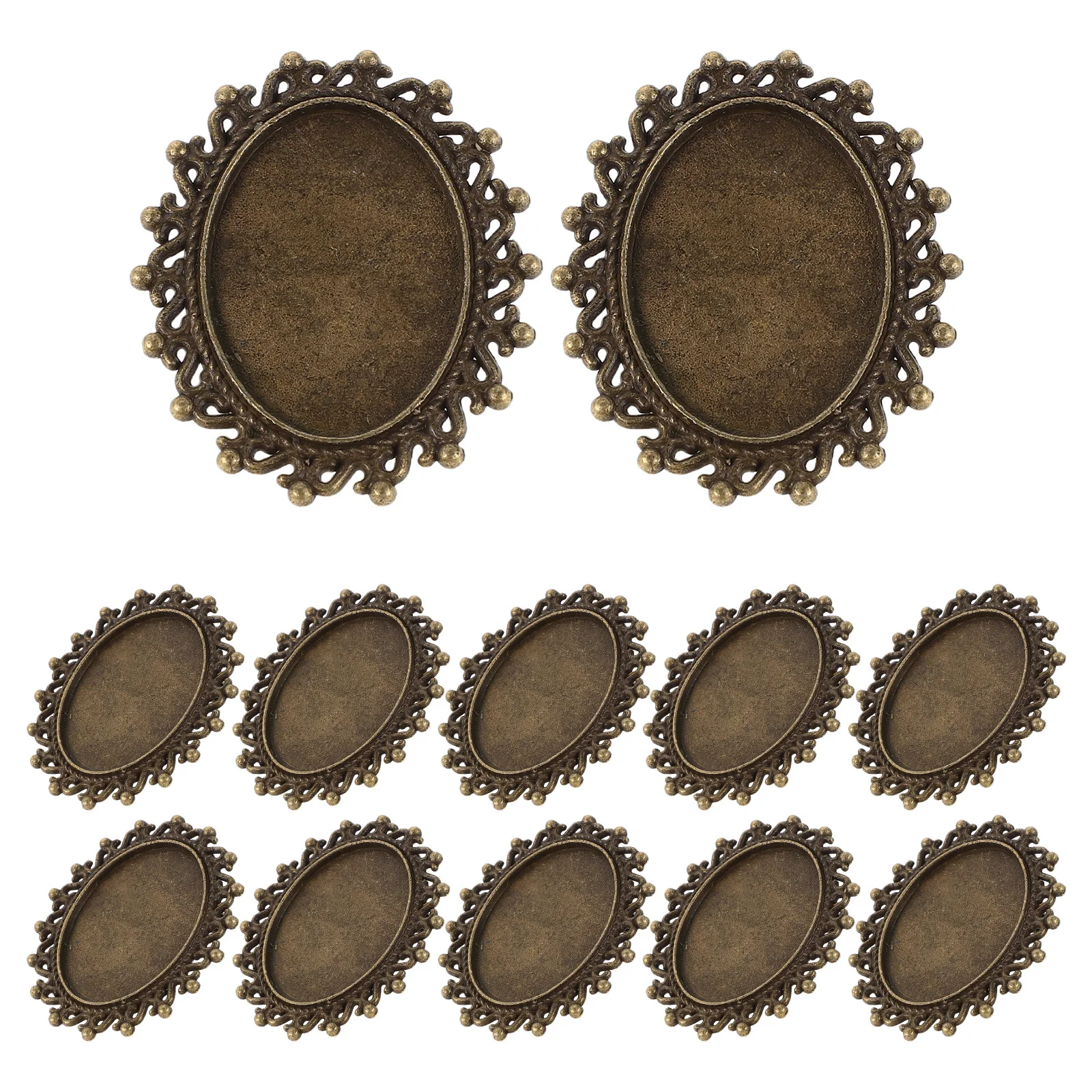 

12Pcs Oval Brooch Pin Backs Alloy Base Settings DIY Craft Blank Bezel Tray Safety Pin Backs for Jewelry Accessories Badge Lapel