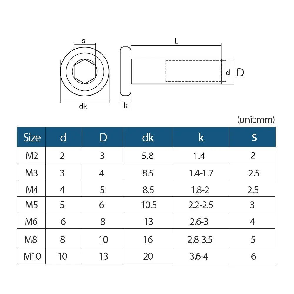 304 Stainless Steel Hex Socket Cap Furniture Rivet Insert Nut M2 M3 M4 M5 M6 M8 M10 Insert Joint Sleeve Connector Nut L:4-120mm