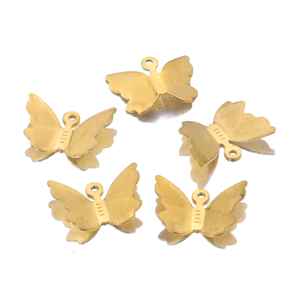 20pcs Stainless Steel Plated Gold Butterfly Charm Pendants for Connection DIY Necklace Bracelet Jewelry Making Designer Charms