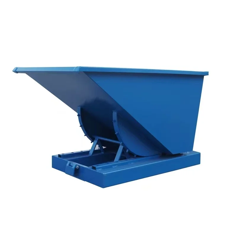 Self-dumping Tipping Scrap Cart Forklift Waste Iron Wood Chip Industrial Handling Dump Heavy Duty Mobile Storage Bin Container