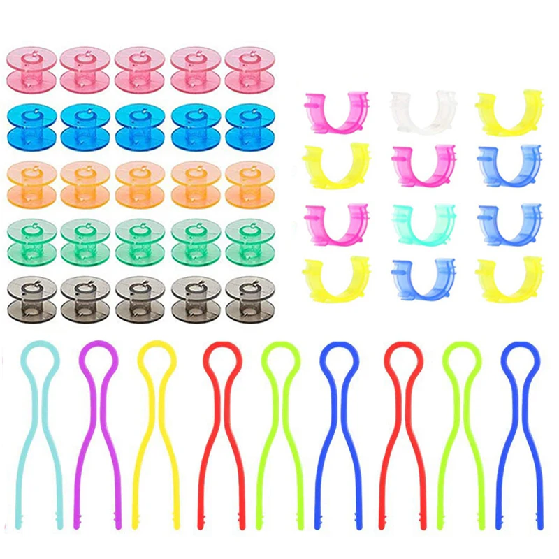 

46PCS Thread Spool Saver Set Thread Bobbins Spool Holders Thread Buddies Clips for DIY Embroidery Quilting Sewing