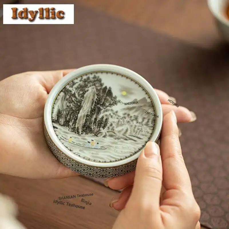 Ink Rhyme Landscape Teapot Cover Holder Aesthetic Cover Frame Lid Bracket Zisha Pot Lid Shelf Tieguanyin Tableware Decoration