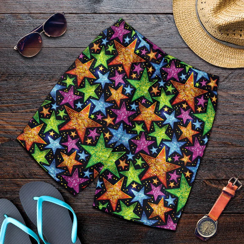 New Harajuku Stars Pattern 3D Printing Men Women Beach Shorts Hawaii Holiday Party Short Pants Swimming Tunks Oversized Shorts