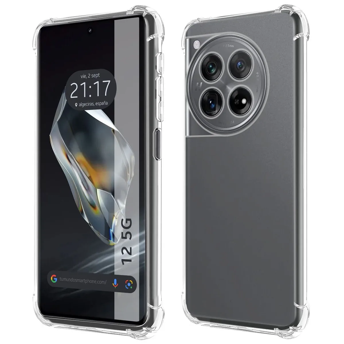 Tumundosmartphone Clear Shockproof Silicone Case compatible with Oneplus 12 5G