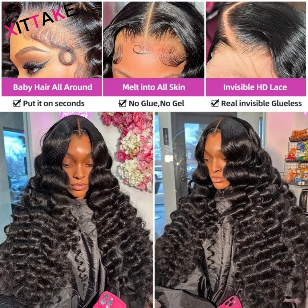 Deep Wave Lace Front Human Hair Wigs 13x4 Glueless Human Hair Wigs Natural Color 13x6 HD Transparent Lace Frontal Wigs For Women