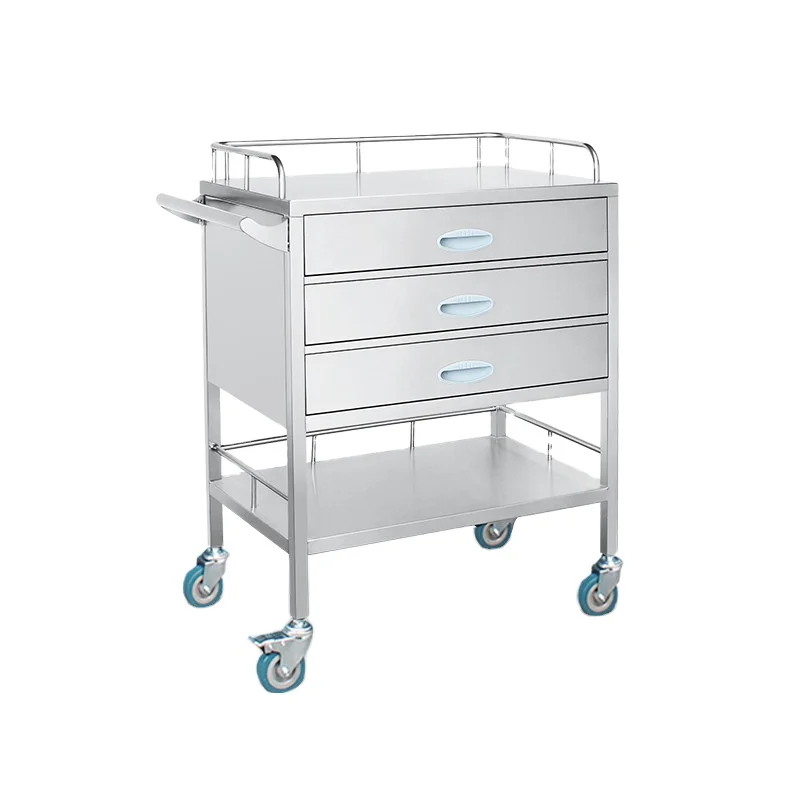 BR-M63 Medical Stainless Steel Crash Cart Drug Surgical Nursing Doctor Hospital Clinic Stainless Steel Medicine Trolley