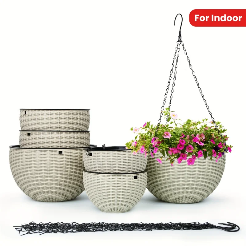Bamboo Woven Large/Medium/Small Combination Flower Pot Planters - Hanging Flower Pots, Diameter 6.6/8.4/10.4 Inches, Suitable Fo
