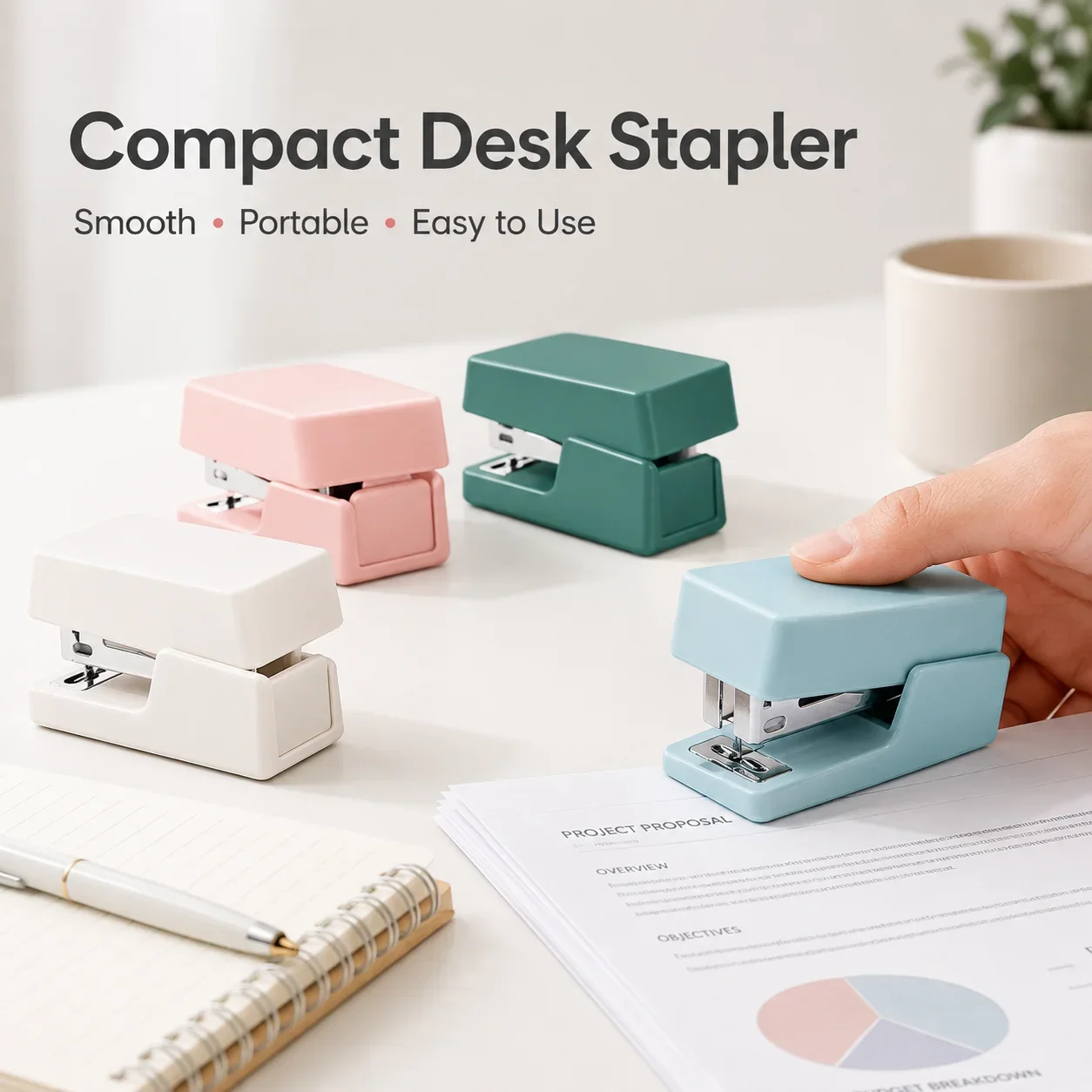 Mini Stapler Set with Staples, Small Portable Stapler for School Office, Compact Handheld Stapling Tool