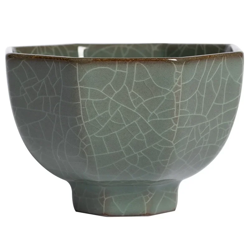 Celadon press cup master cup, ceramic household Ge kiln ice crack kung fu tea set tea cup