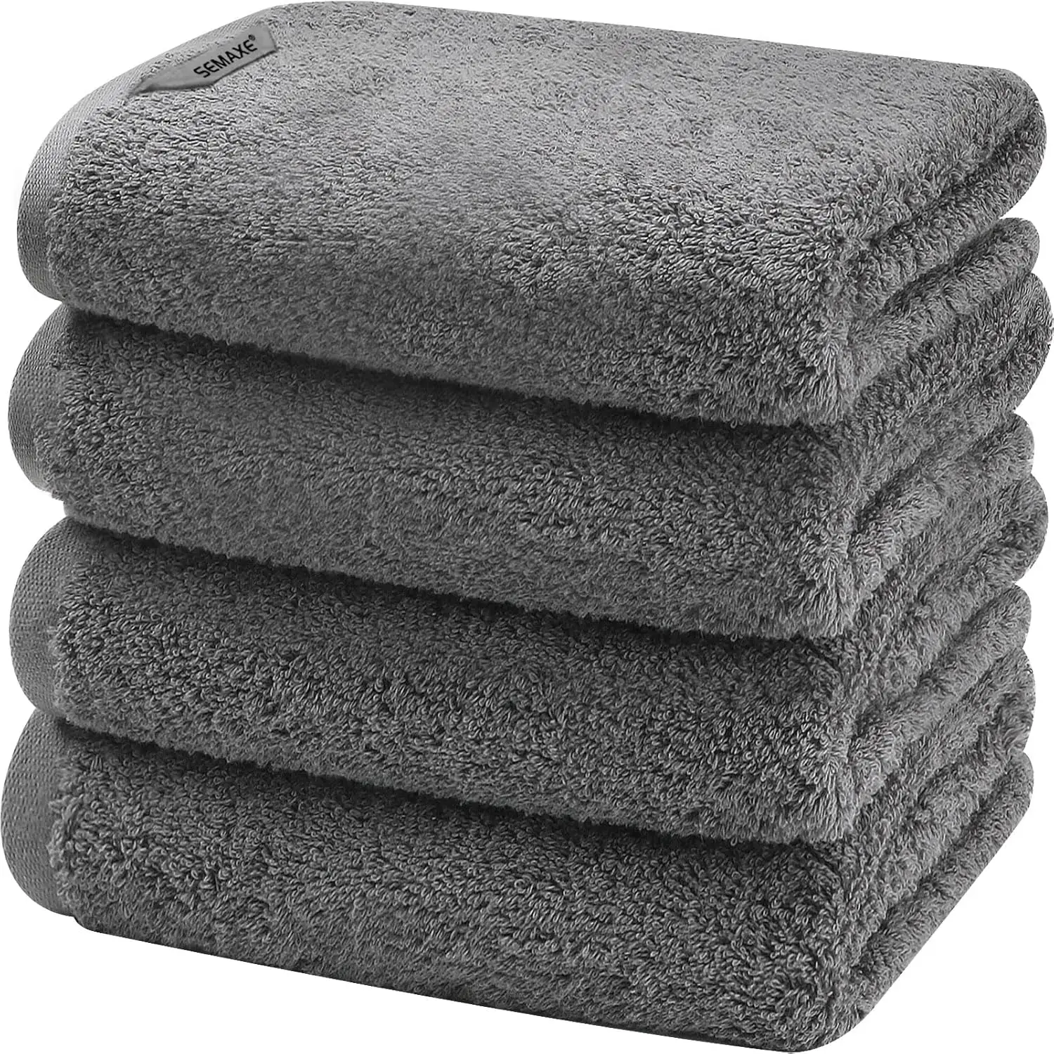 

4-Pack Gray Hand Towels for Bathroom, Quick-Drying Cotton with Hanging Loop, Easy Care