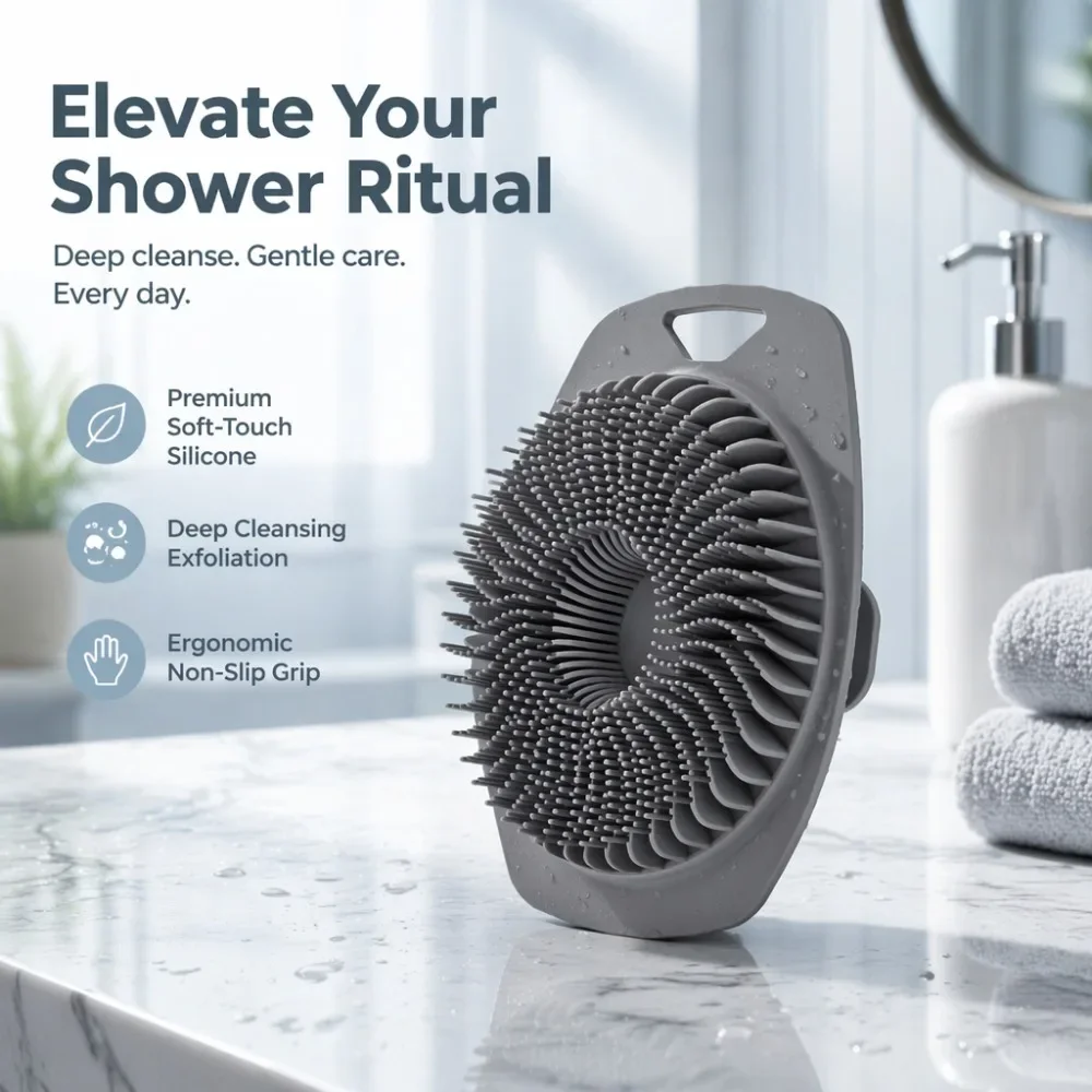 Soft Silicone Body Scrubber for Sensitive Skin Non Slip Shower Brush Effective Exfoliation Gentle Massage Bathing Tools