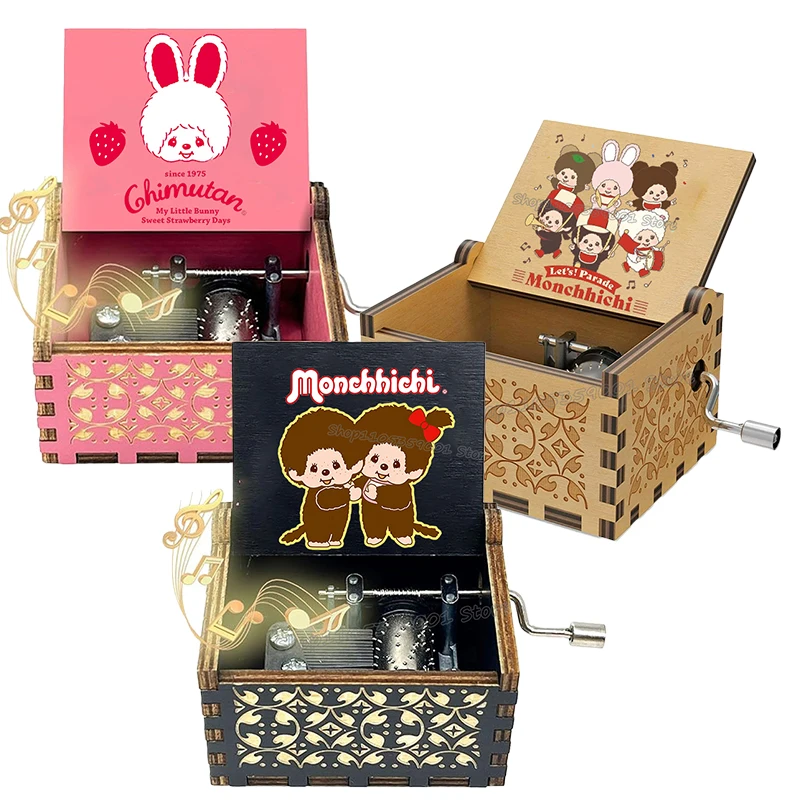 

MONCHHICHI Music Box Ornaments Party Wooden Hand Cranked Musical Box Valentine's Day Birthday Holiday Birthday Gifts Hot Sale