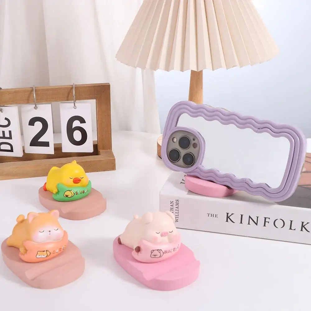 

Resin Mobile Phone Stand Figurine Model Pig Animal Phone Holder Miniatures Duck Phone Bracket Desk Decoration