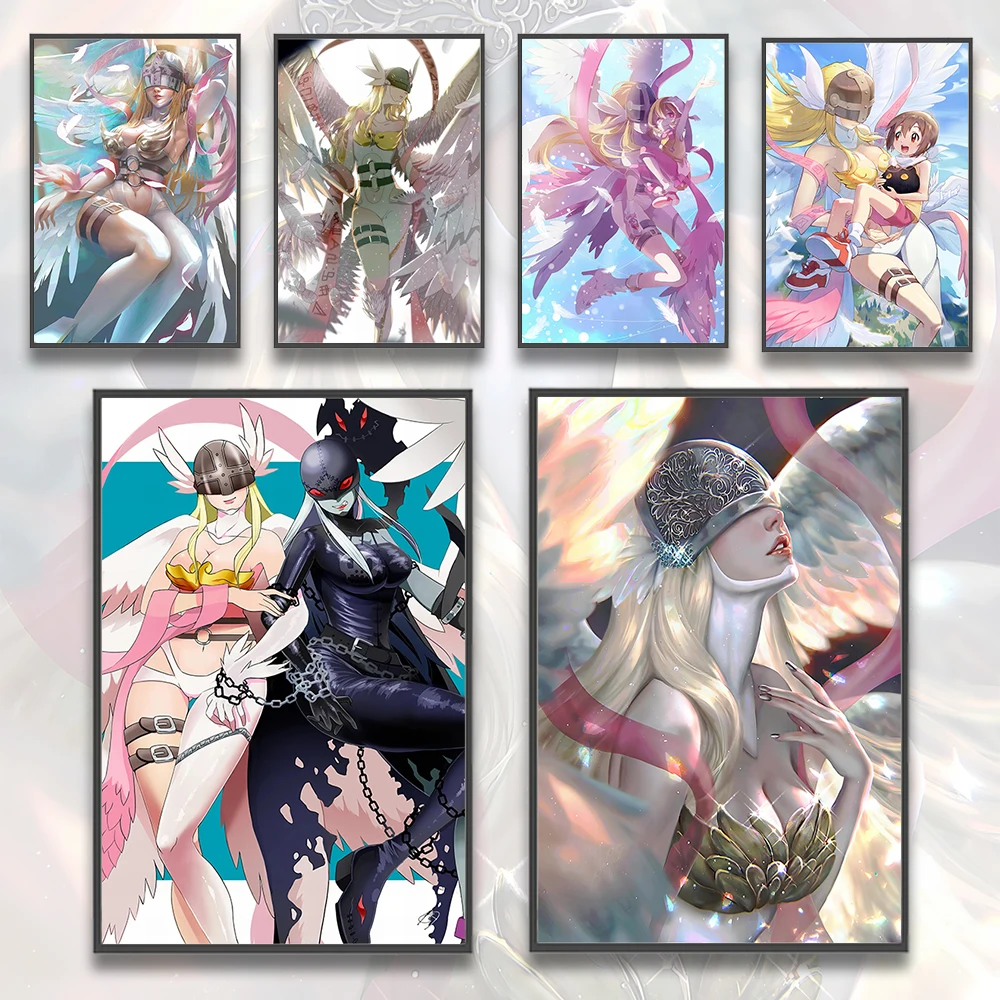 Self-adhesive Poster Digital Monster Anime Stickers Wallpaper Figures Angel Home Decoration Painting Wall Room Decor Kid Gift