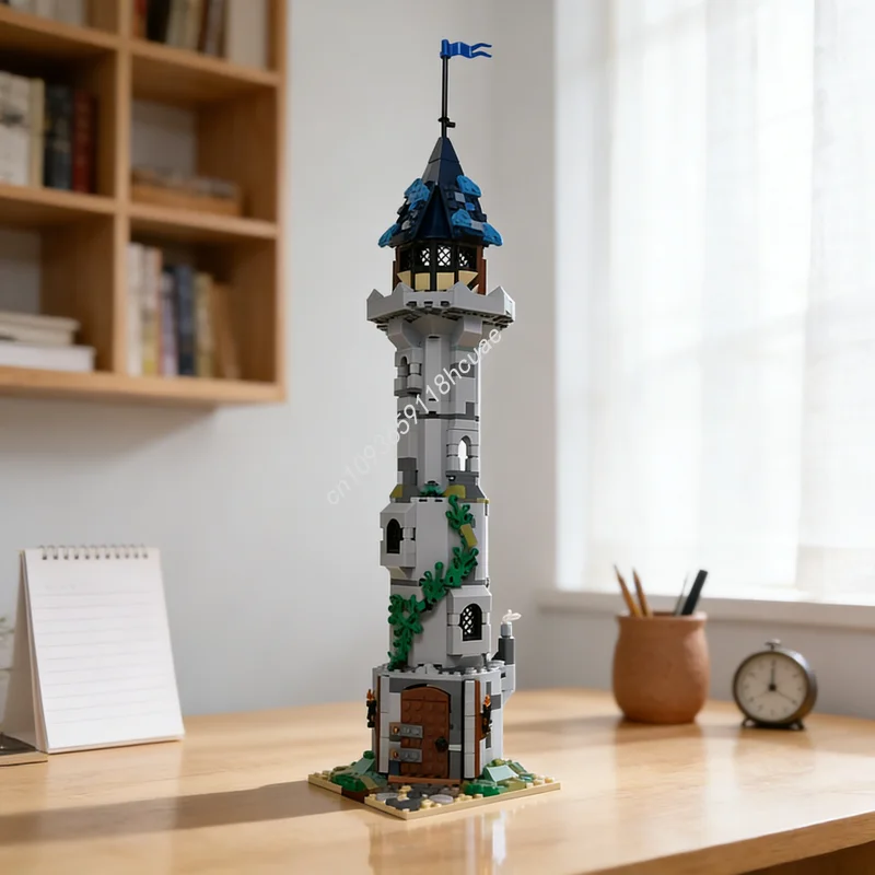 

568 деталей MOC: Модель замка-башни Волшебника, конструктор, рождественский подарок, игрушка для сборки, развивающая игра, креативная идея для творчества