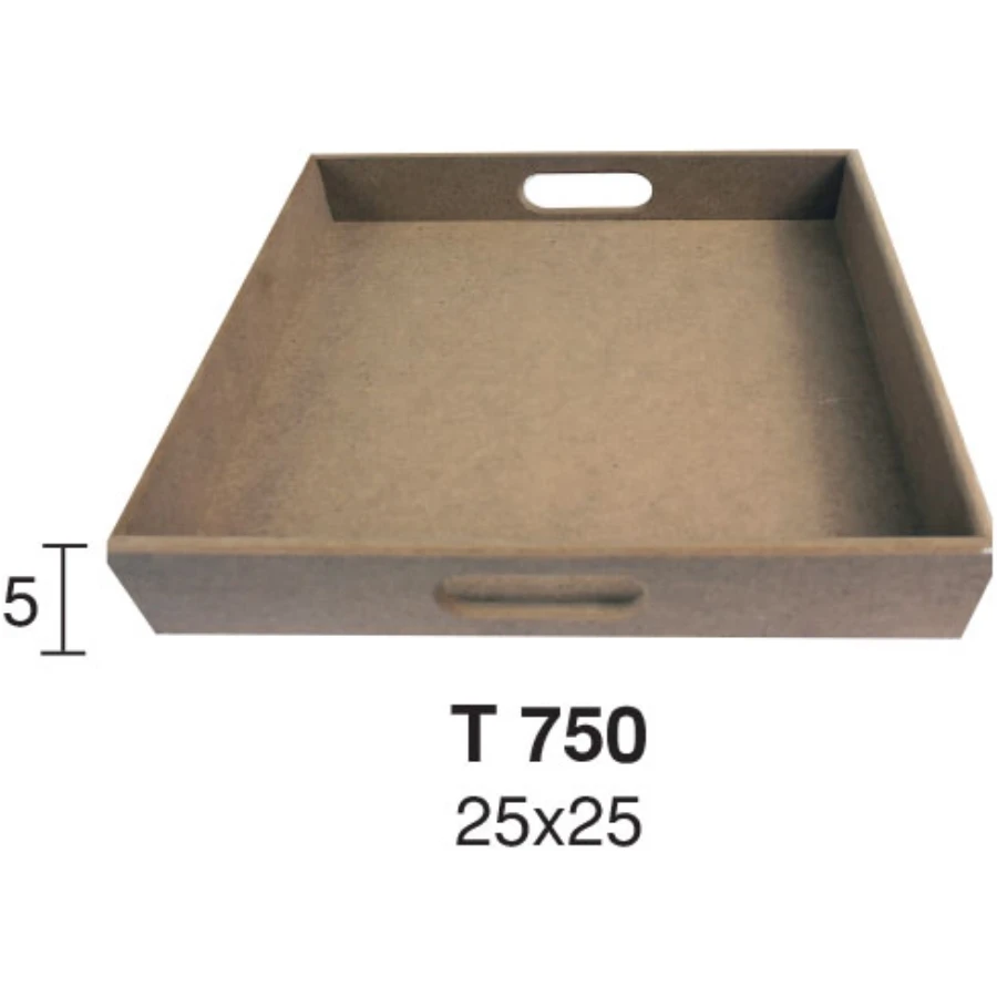 T750 Small Flat Square Tray, Dyeable Raw Wood Mdf Tray