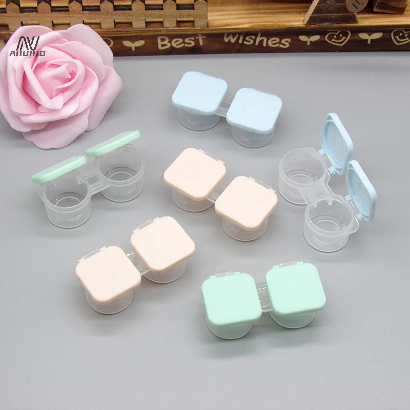 Small Plastic Contact Lens Cases Simple Oval Transparen Portable Eye Contacts Lenses Holder Box Case