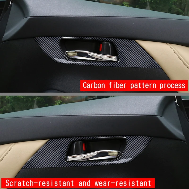 Carro Inner Handle Armrest Frame, Car Door Bowl Decoração Capa para Toyota Alpha 30 Series 2015-2017, fibra de carbono