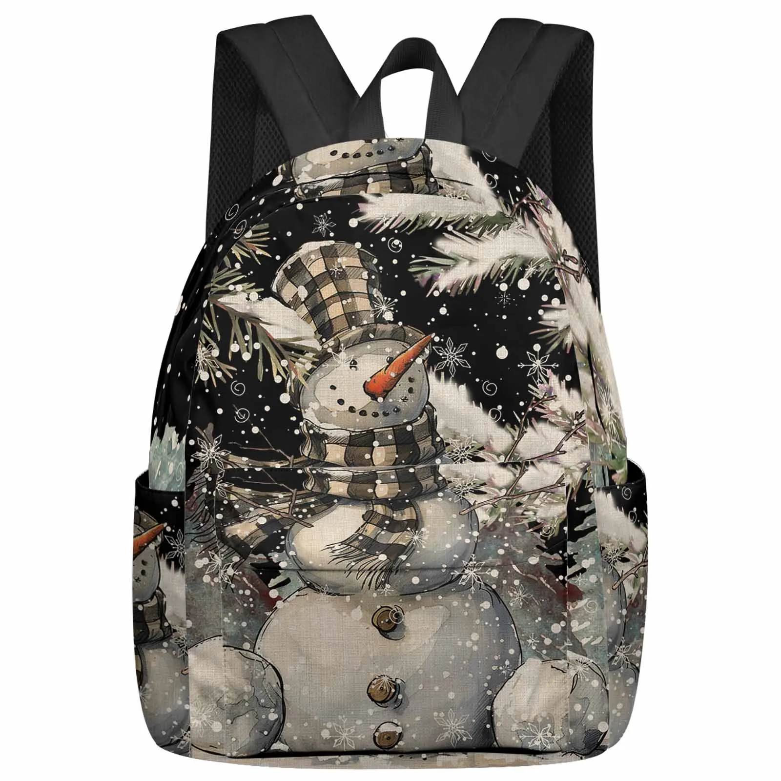 

Snowman Watercolor Snowflakes Large Capacity Backpack Men Laptop Bags High School Teen College Girl Student Mochila