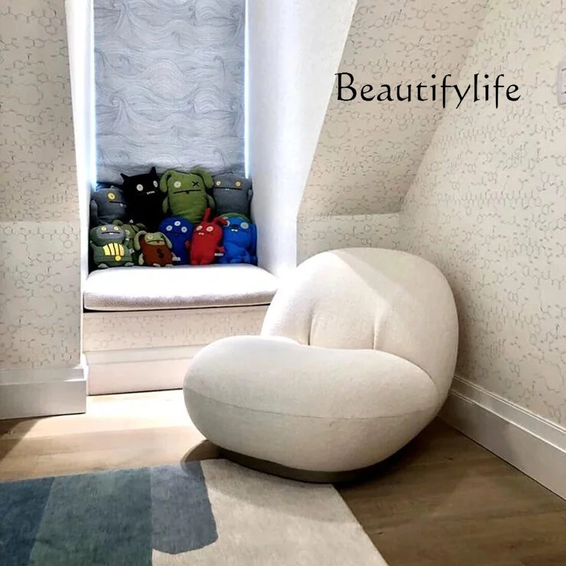 Nordic Creative Minimalist Sheep Plush Fabric Designer Pear Single Sofa Leisure Wingback Chair