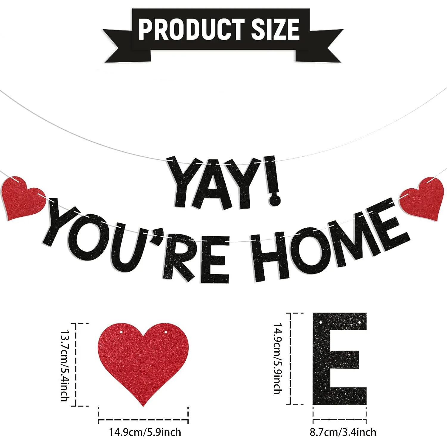 يا! أنت المنزل! لافتة - لافتة مرحبًا بكم في العودة إلى المنزل، لافتة رايات حفلات لم شمل العائلة، ديكورات حفلات المنزل باللون الأسود #3