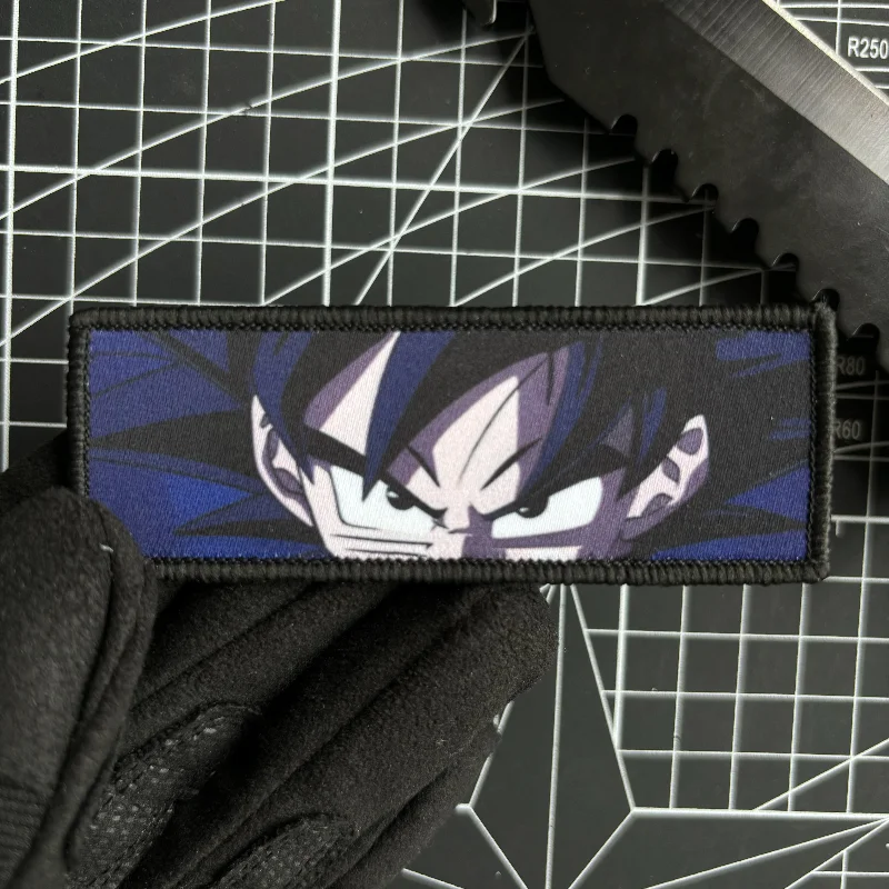 Anime Character Goku Eyes Morale Badge Quadratic Element Patch Hook and Loop Printing Cartoon Tactical Military Backpack Sticker