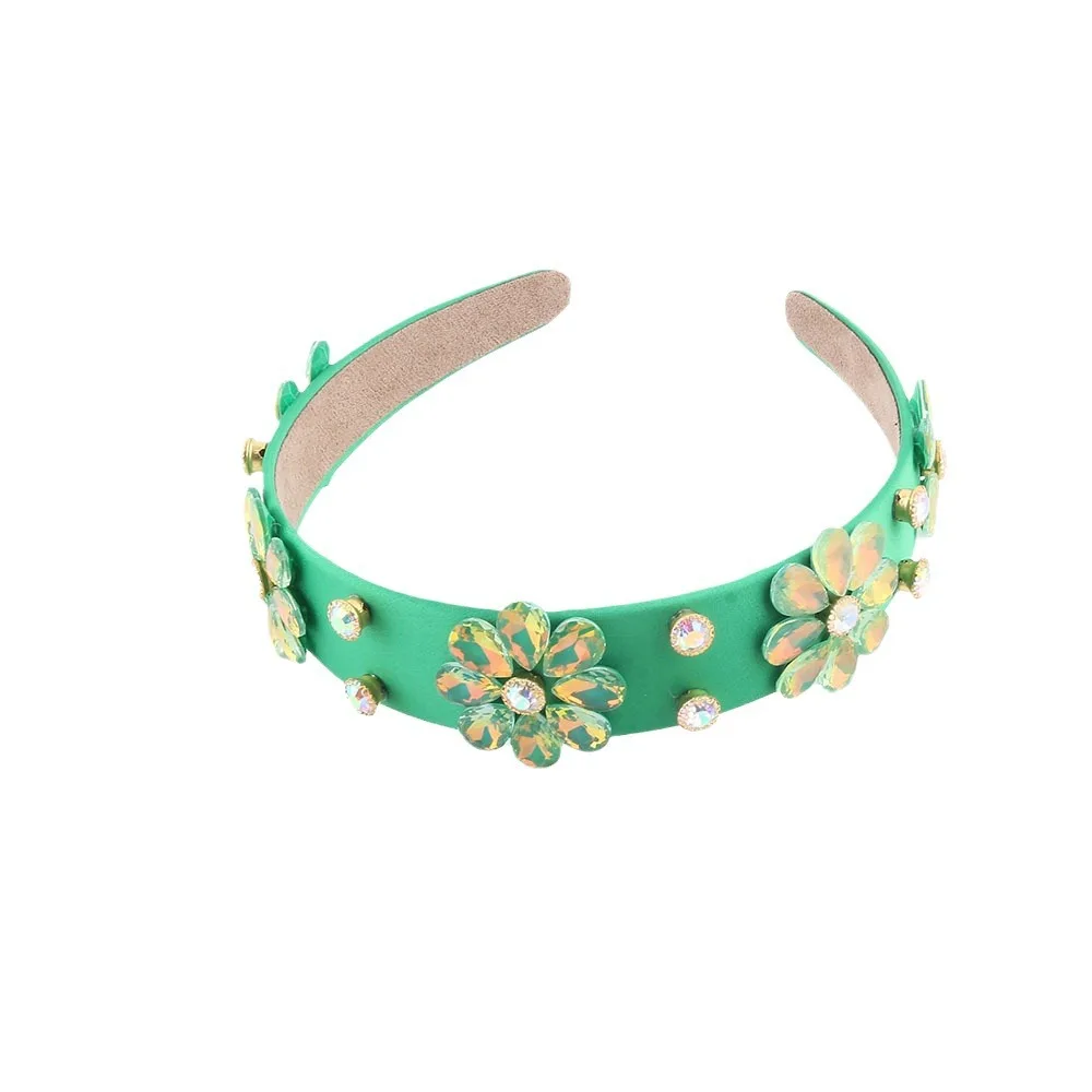 Bandeau à fleurs en strass colorés pour femmes, nouvelle mode européenne et américaine, accessoires de cheveux de voyage