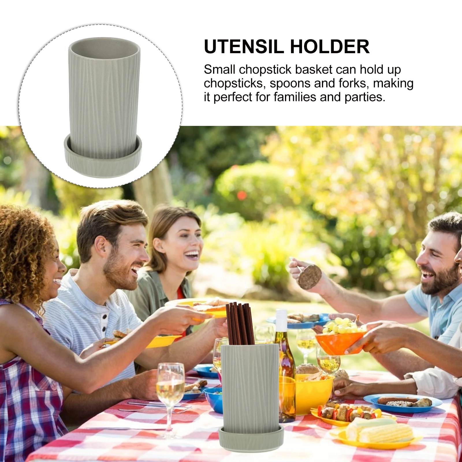 

Ceramic Chopstick Pot Kitchen Utensil Holder Large Detachable Cutlery Storage Bucket Flatware Organizer Utensil Holder