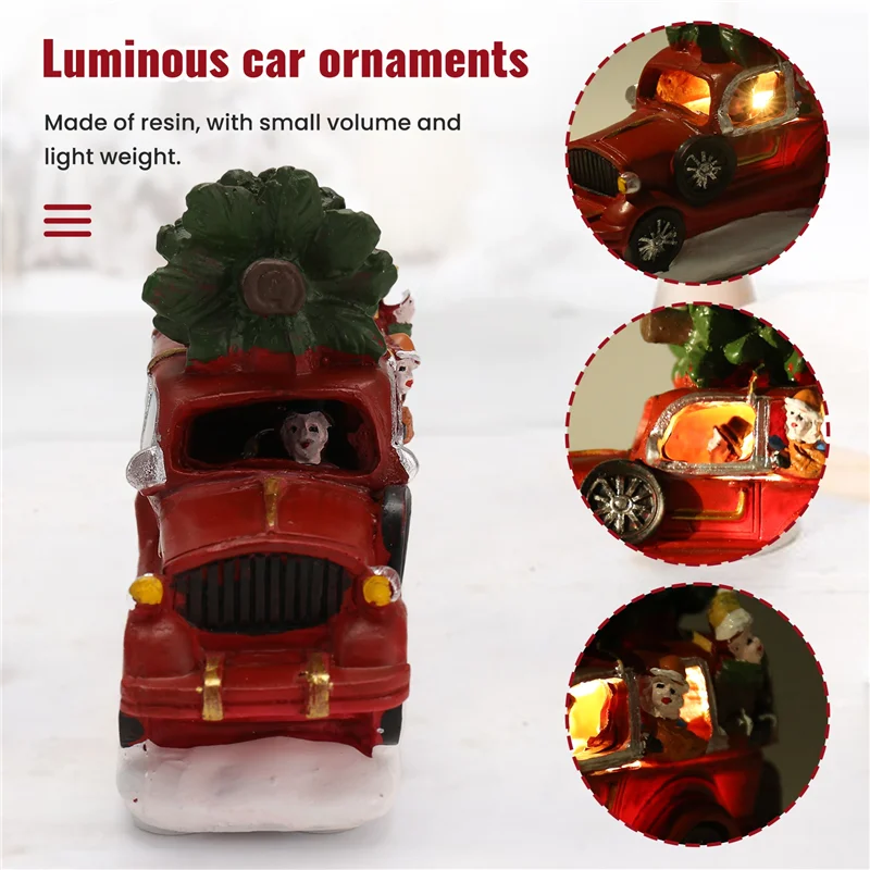 

ABPQ-Christmas Decorations Truck Ornaments Transporting Christmas Tree Car Glowin Christmas Village For Kids Home Decor