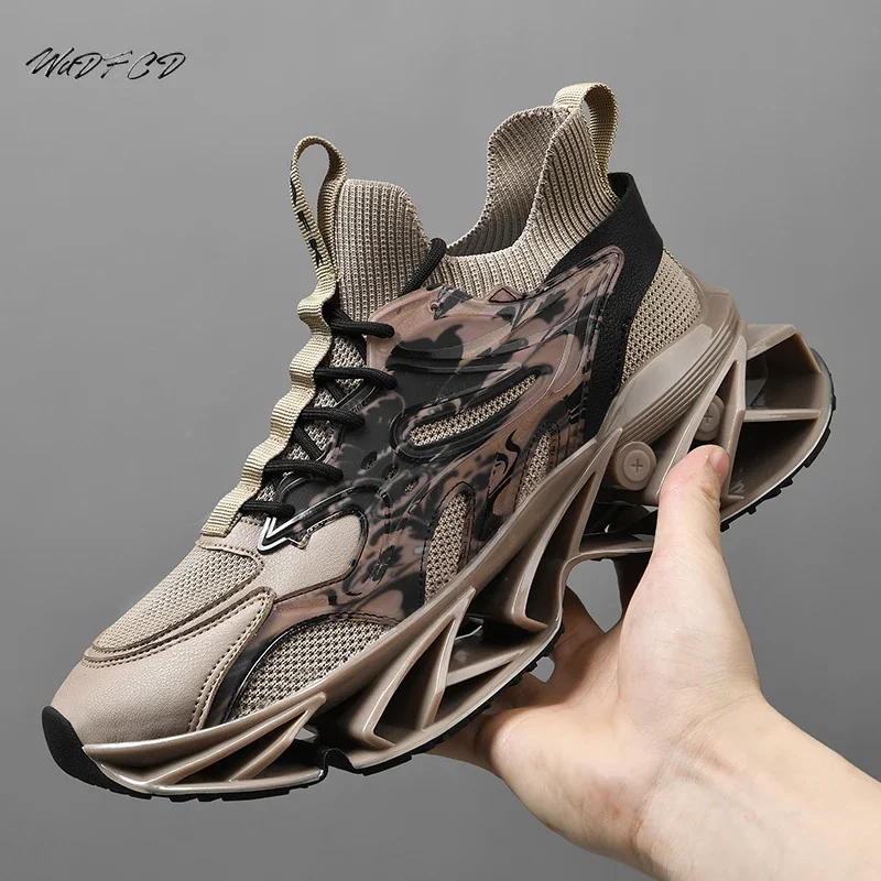 Chunky Sneaker Plus Size 45 46 Men Designer Blade Sole Sport Shoe Fashion Casual Mesh Breathable Height Increased Platform Shoes