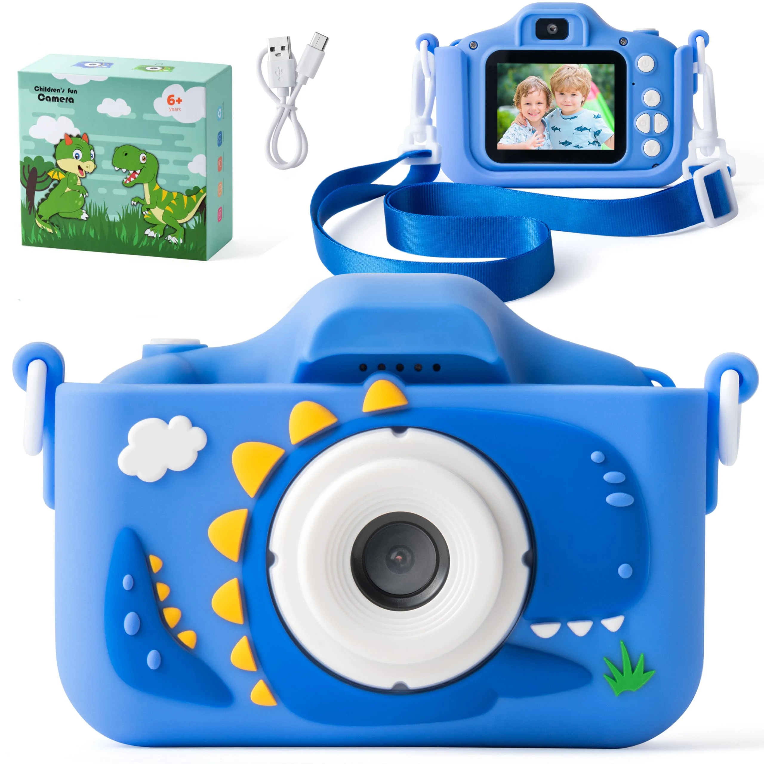 Câmera infantil, câmera dupla, 1080P HD, 48MP com gravação de vídeo Presente de aniversário perfeito para crianças Ideal Natal, Halloween ou Bir