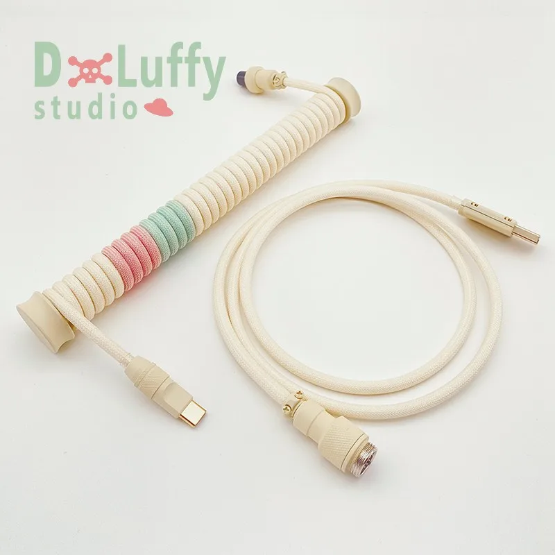Custom Aviator Plug Mechanical Keyboard Cable, Spiral Coil Spring Design, High Quality Professional Personalized Data Line Gift