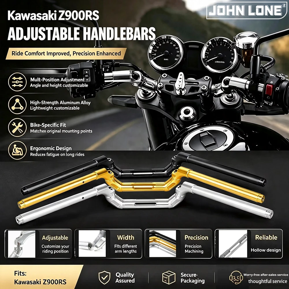 Adjustable Height And Width Motorcycle Handlebars, CNC Aluminum Alloy Handlebars, Suitable for Kawasaki Z900RS 2018-2026