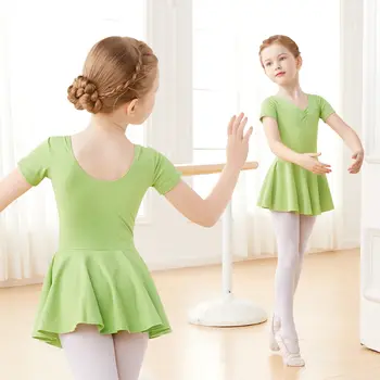 女童芭蕾舞緊身衣洋裝 粉紅色舞蹈緊身衣帶蓬蓬裙 短袖芭蕾舞裙 適合幼兒女童/小女孩/大女孩 8 最佳銷售 女孩芭蕾舞裙 - №1