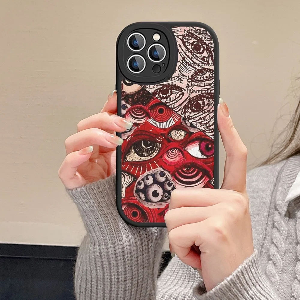 Spooky Scary Red Eye Phone Case Hard Leather For IPhone 16 15 14 13 12 Mini 11 14 Pro Max Xs X Xr 7 8 Plus Fundas