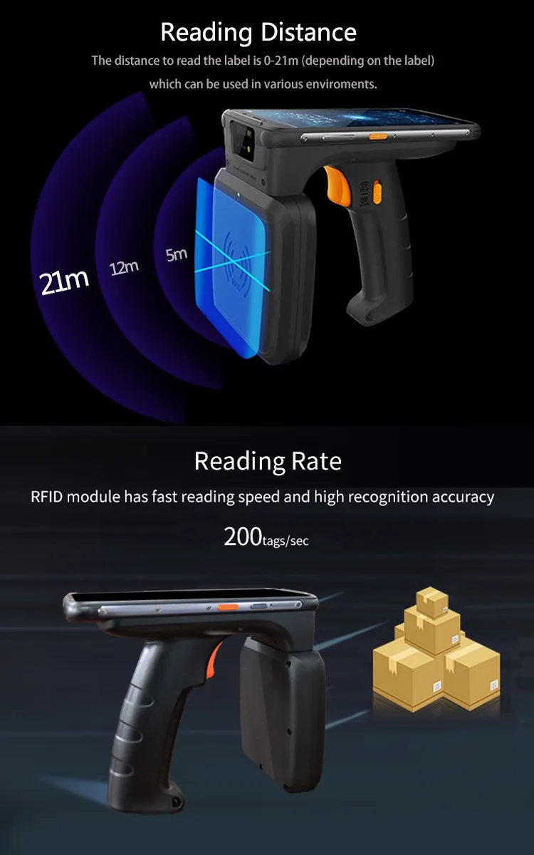 Jepower Efficient Smart Data Collection Handheld PDA Long Range UHF RFID NFC Reader Rugged 4GB Wi-Fi Barcode Scanner in Stock
