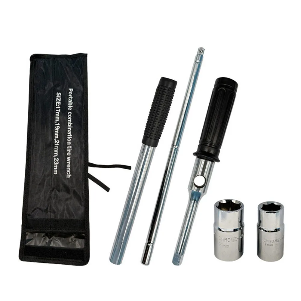 

Foldable Cross Lug Nut Wrench with Heavy Duty Steel Construction and 17 19 21 23mm Socket for Auto and Machinery