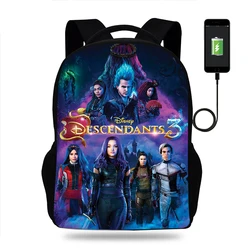 Disney Descendants Backpack Boys Girls School Bag Teenager Book Bags Men Women Rucksack USB Travel Knapsack Mochila