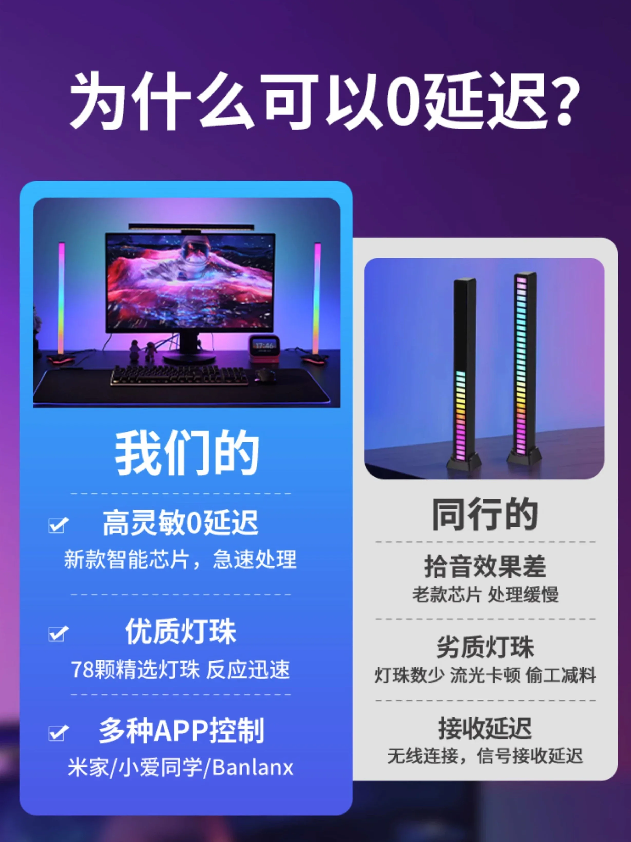 Computer RGB spaceship ambient light music rhythm light e-sports room decoration suitable for Mi Jia Xiao Ai
