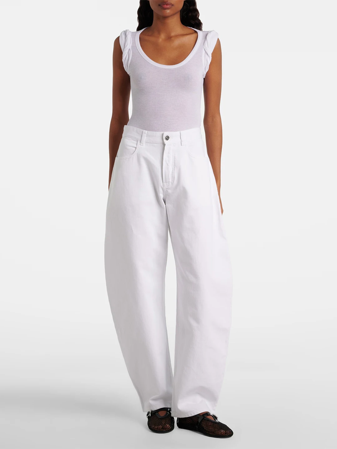 Spring Summer Xianfeng 26 Elastic Slim Fit Ribbed Jumpsuit Top U Neck Short Length Striped Pattern Women's Outerwear Vest