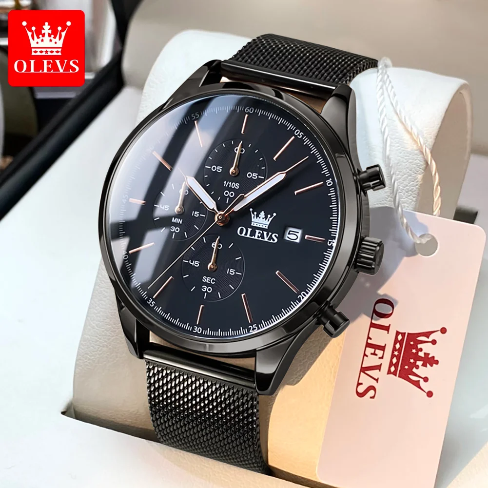 

OLEVS Original Men's Quartz Watch Waterproof Luminous Stainless steel Date Month Business Casual Quartz Watch for Men TOP Brand